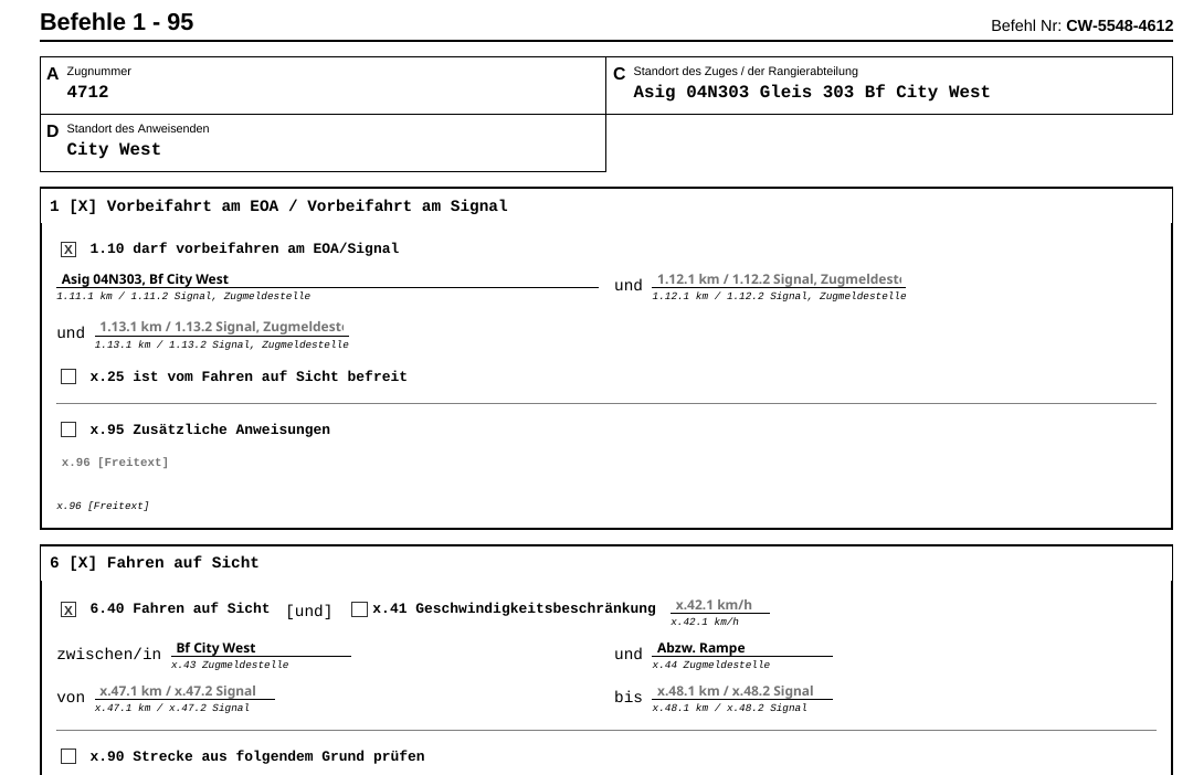 Screenshot of digital written order
